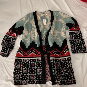 Anthropologie x aldomartins alpine mosaic sweater knit cardigan NWT XS